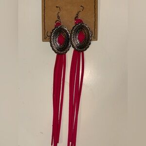 Pink Fringe Earrings